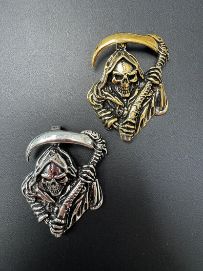 HarlemBling Solid 925 Silver / Gold Plated Grim Reaper Death Santa Muerte Pendant Necklace