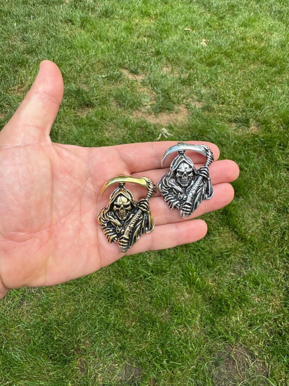 HarlemBling Solid 925 Silver / Gold Plated Grim Reaper Death Santa Muerte Pendant Necklace