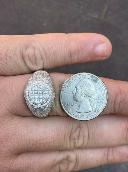 HarlemBling Solid 925 Silver Iced Hip Hop Pinky Ring REAL MOISSANITE Stone Pass Diamond Test