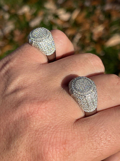 HarlemBling Solid 925 Silver Iced Hip Hop Pinky Ring REAL MOISSANITE Stone Pass Diamond Test