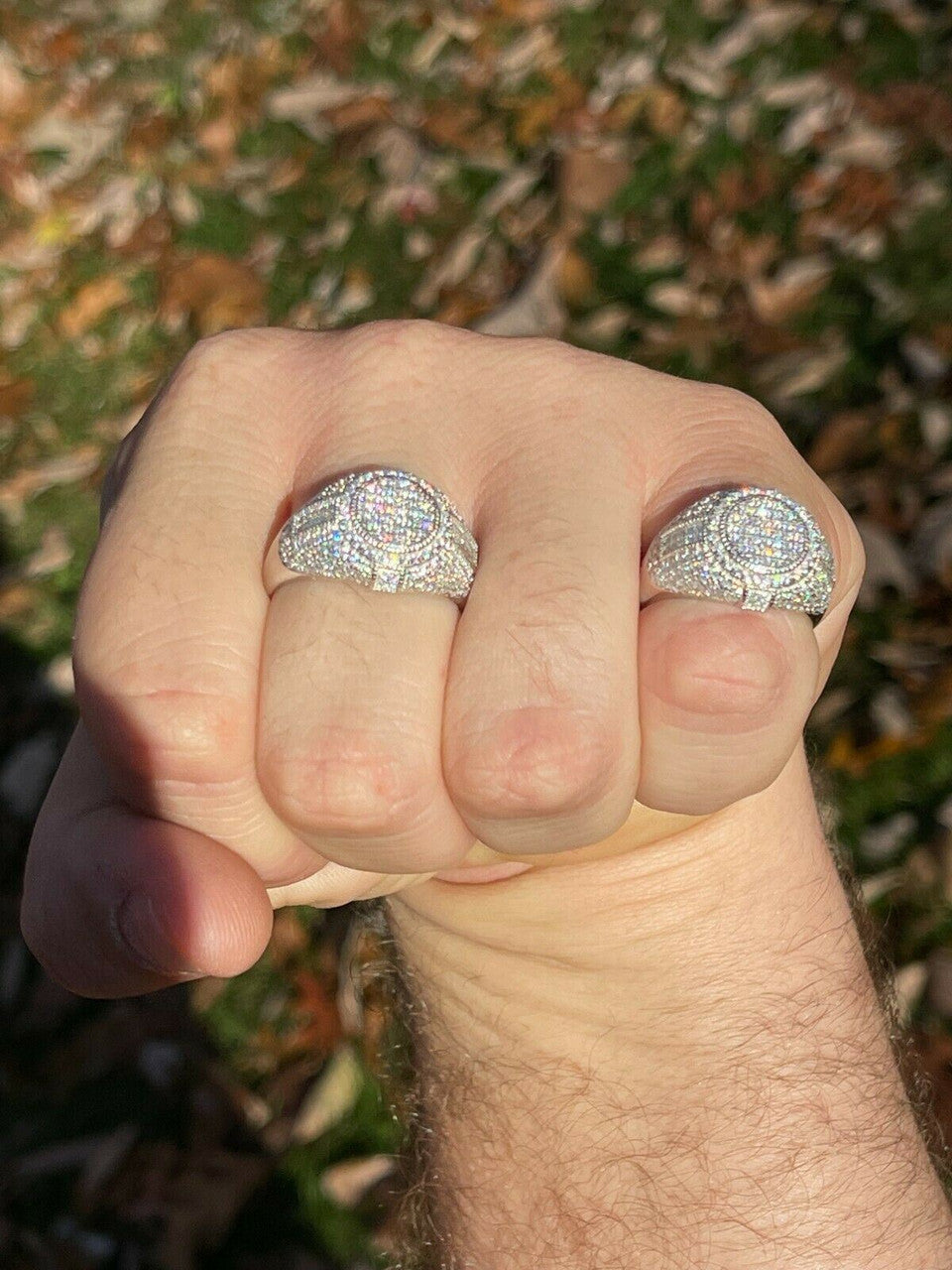 HarlemBling Solid 925 Silver Iced Hip Hop Pinky Ring REAL MOISSANITE Stone Pass Diamond Test