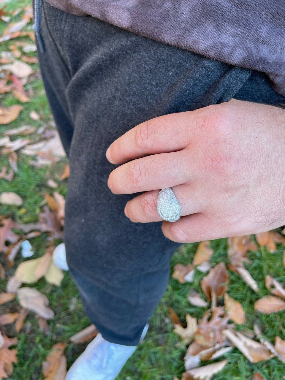 HarlemBling Solid 925 Silver Iced Hip Hop Pinky Ring REAL MOISSANITE Stone Pass Diamond Test