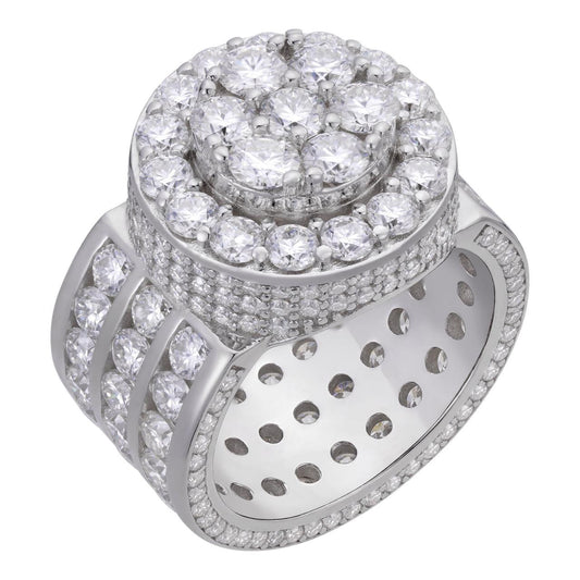 HarlemBling Solid 925 Silver Men's Large Round 5ct Iced Cubic Zirconia Pinky RING