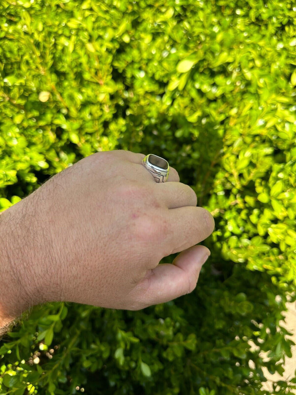 HarlemBling Solid 925 Sterling Silver Diamond Shape Black Onyx Mens Signet Ring Sizes 7-13