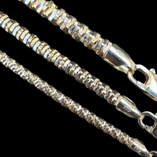 HarlemBling Sparkle Rock Chain Necklace - 14k Gold Vermeil 925 Sterling Silver - 16"-30" - 3mm-5mm