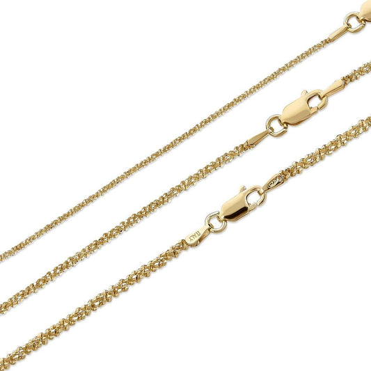 HarlemBling Sparkle Rock Link Chain Necklace - 14k Gold Vermeil 925 Sterling Silver - 14"-24" - 1mm-3mm