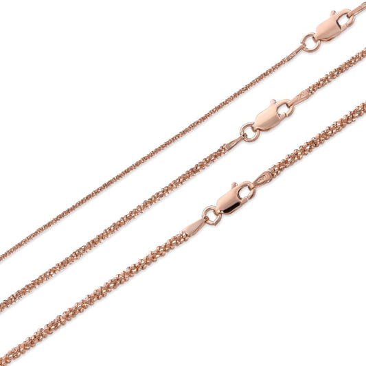 HarlemBling Sparkle Rock Link Chain Necklace - 14k Rose Gold Vermeil 925 Sterling Silver - 14"-24" - 1mm-3mm