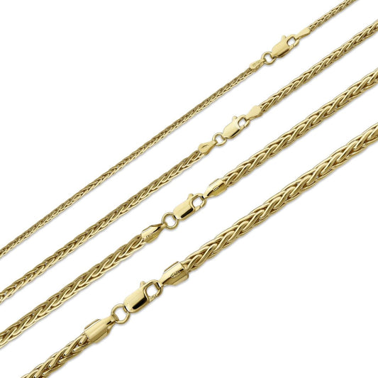 HarlemBling Spiga Wheat Rope Chain Necklace - 14k Gold Vermeil 925 Sterling Silver - 16"-30" - 2mm-5mm
