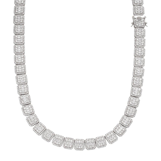 HarlemBling Square Big Boy Link Chain Necklace Iced Out CZ Stones - 925 Silver - 11mm - 18-30"