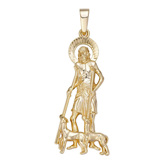 HarlemBling St Lazarus Plain Pendant - 14k Gold Vermeil 925 Silver - 3 Sizes 1.25"-3.25"