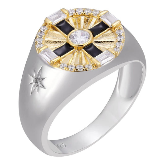 HarlemBling Star Of Bethlehem Ring - 925 Silver & Gold Accent  - CZ Stones