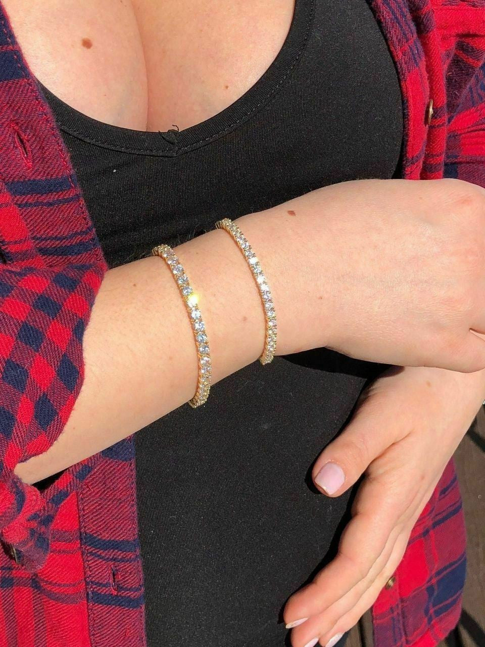 HarlemBling Tennis Bracelet SOLID 925 Sterling Silver MOISSANITE Pass Diamond Tester 3-7mm