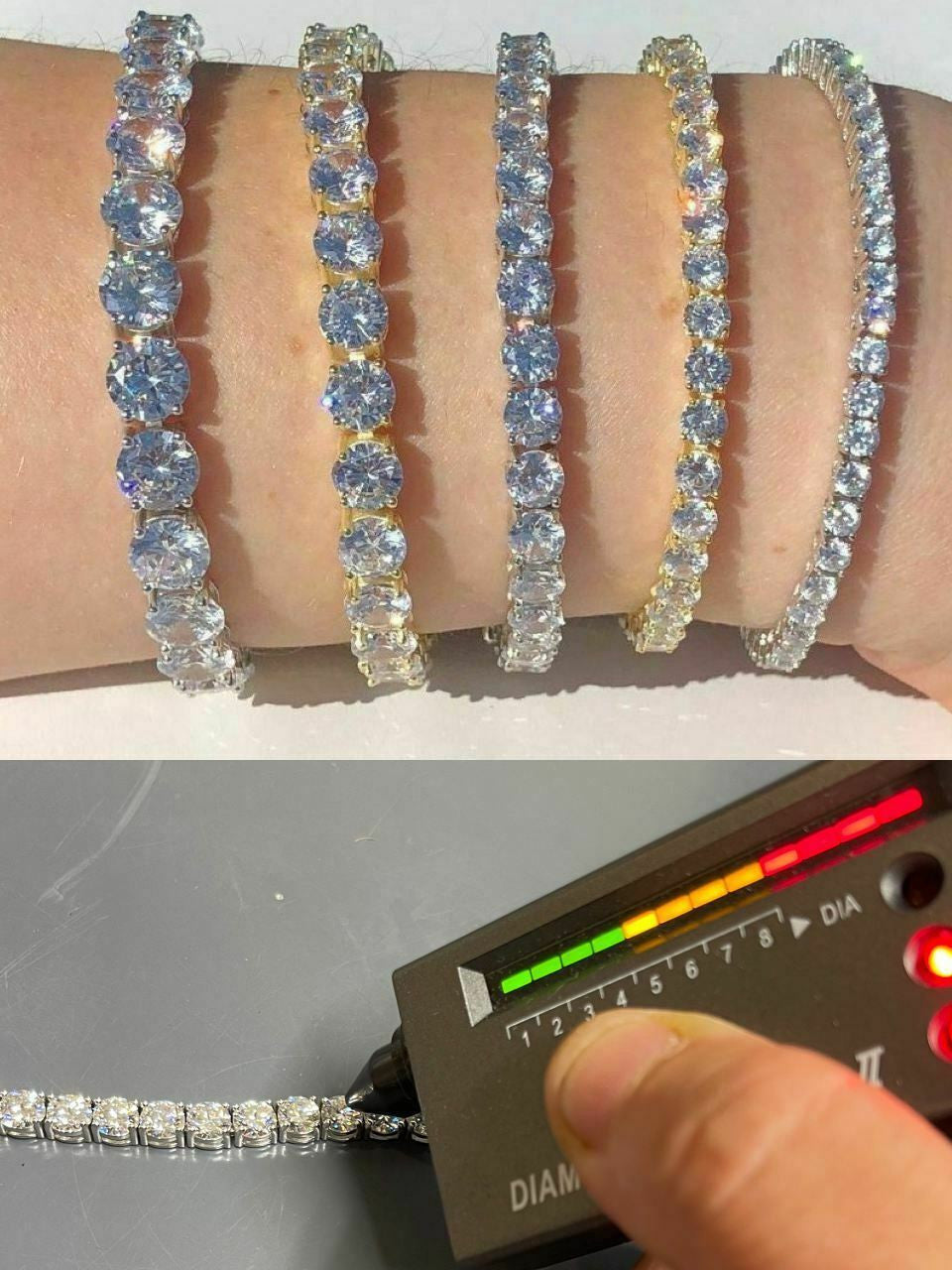 HarlemBling Tennis Bracelet SOLID 925 Sterling Silver MOISSANITE Pass Diamond Tester 3-7mm