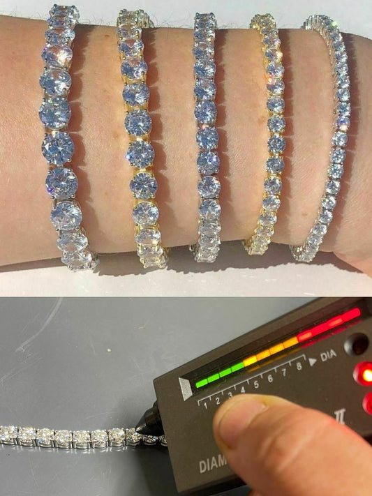 HarlemBling Tennis Bracelet SOLID 925 Sterling Silver MOISSANITE Pass Diamond Tester 3-7mm