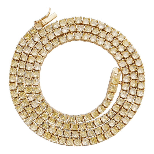 HarlemBling Tennis Chain Necklace Iced Out Canary Yellow CZ - 14k Gold Vermeil 925 Silver - 3mm - 16-28"