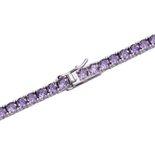 HarlemBling Tennis Chain Necklace Iced Out Purple CZ - 925 Silver - 3mm - 16-28"