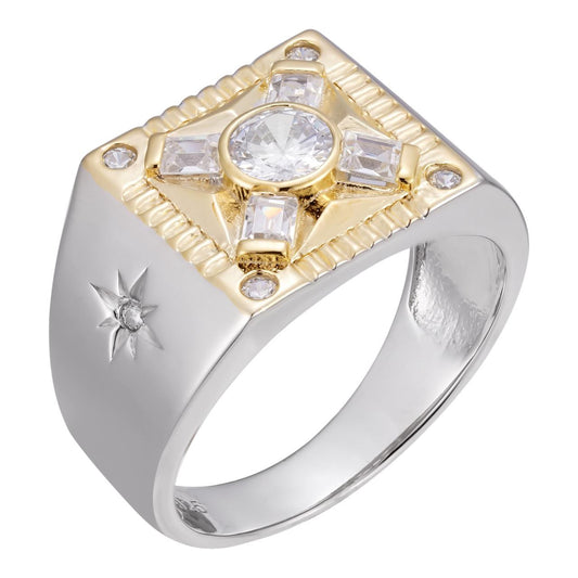 HarlemBling The North Star Ring - 925 Silver & Gold Accent  - CZ Stones