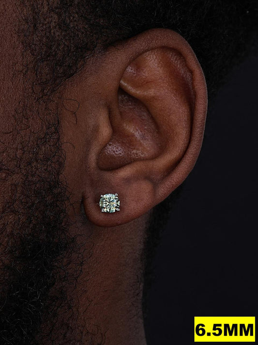 HarlemBling Tiffany Blue Green MOISSANITE Solitaire Stud Earrings - 925 Silver - 3mm-8mm - 0.2-4ct