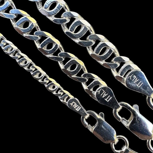 HarlemBling Tigers Eye Link Chain Necklace Or Bracelet - 925 Sterling Silver - 7"-30" - 2.5mm-5.5mm