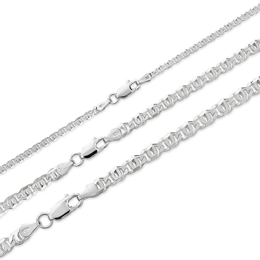 HarlemBling Tigers Eye Link Chain Necklace Or Bracelet - 925 Sterling Silver - 7"-30" - 2.5mm-5.5mm