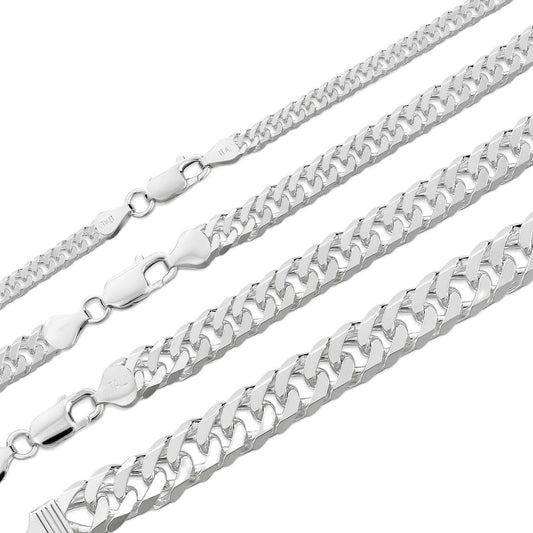 HarlemBling Tight Double Curb Chain Necklace Or Bracelet - 925 Sterling Silver - 7"-30" - 3.5mm-16mm