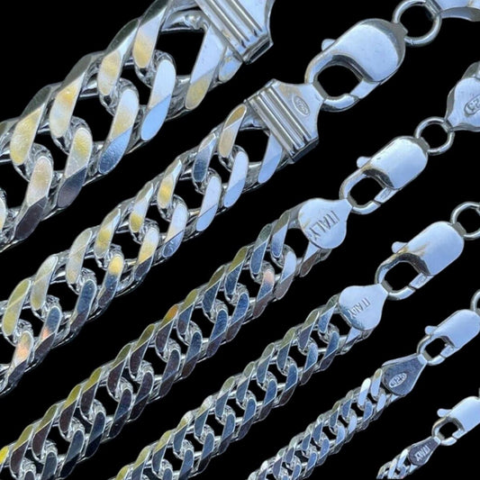 HarlemBling Tight Double Curb Chain Necklace Or Bracelet - 925 Sterling Silver - 7"-30" - 3.5mm-16mm