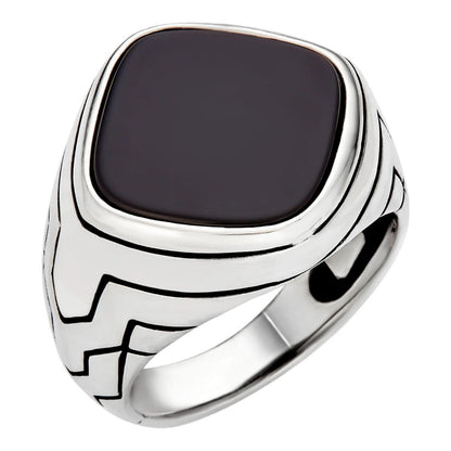 HarlemBling Tuxedo Ring - 925 Silver Oxidized - Black Onyx Stone