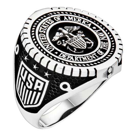 HarlemBling US Armed Forces Navy Ring - 925 Silver Oxidized - Plain