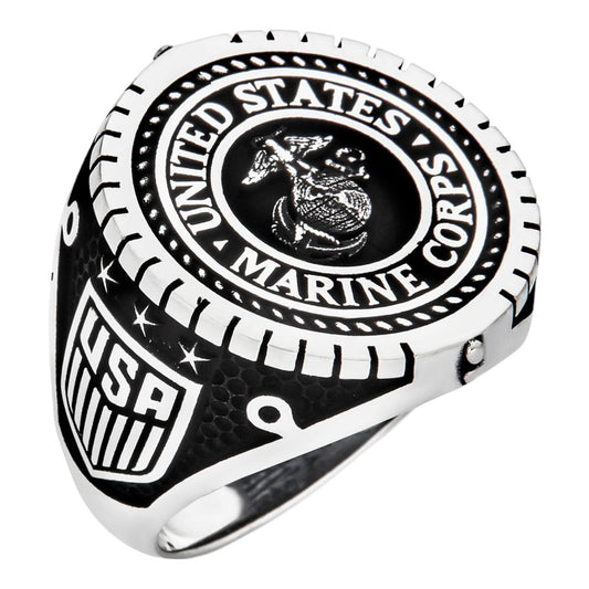 HarlemBling US Marine Corps Ring - 925 Silver Oxidized - Plain