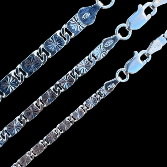 HarlemBling Valentino Link Chain Necklace Or Bracelet - 925 Sterling Silver - 7"-30" - 3mm-5mm