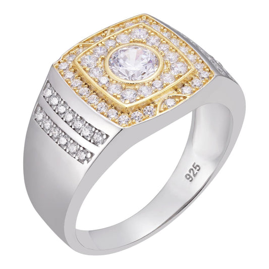 HarlemBling Venetian Ring - 925 Silver & Gold Accent  - CZ Stones
