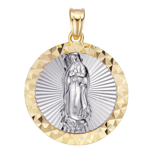 HarlemBling Virgin Mary Guadalupe Medallion Pendant - 14k Gold Vermeil & 925 Silver - Tiny 1"