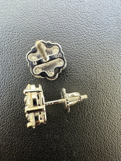 HarlemBling VVS Moissanite Studs Cluster Flower Set Earrings Real 925 Sterling Silver 6-11mm