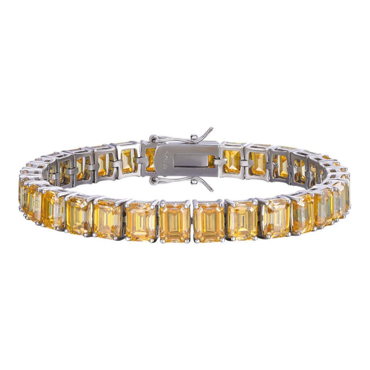 HarlemBling Yellow Canary MOISSANITE Emerald Cut Tennis Bracelet Iced Out - 925 Silver - 8mm - 7-8"
