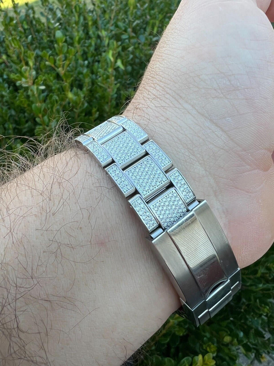 Hip Hop 16ct MOISSANITE Mens Presidential Watch Honeycomb Set Iced Arabic Dial Hip Hop