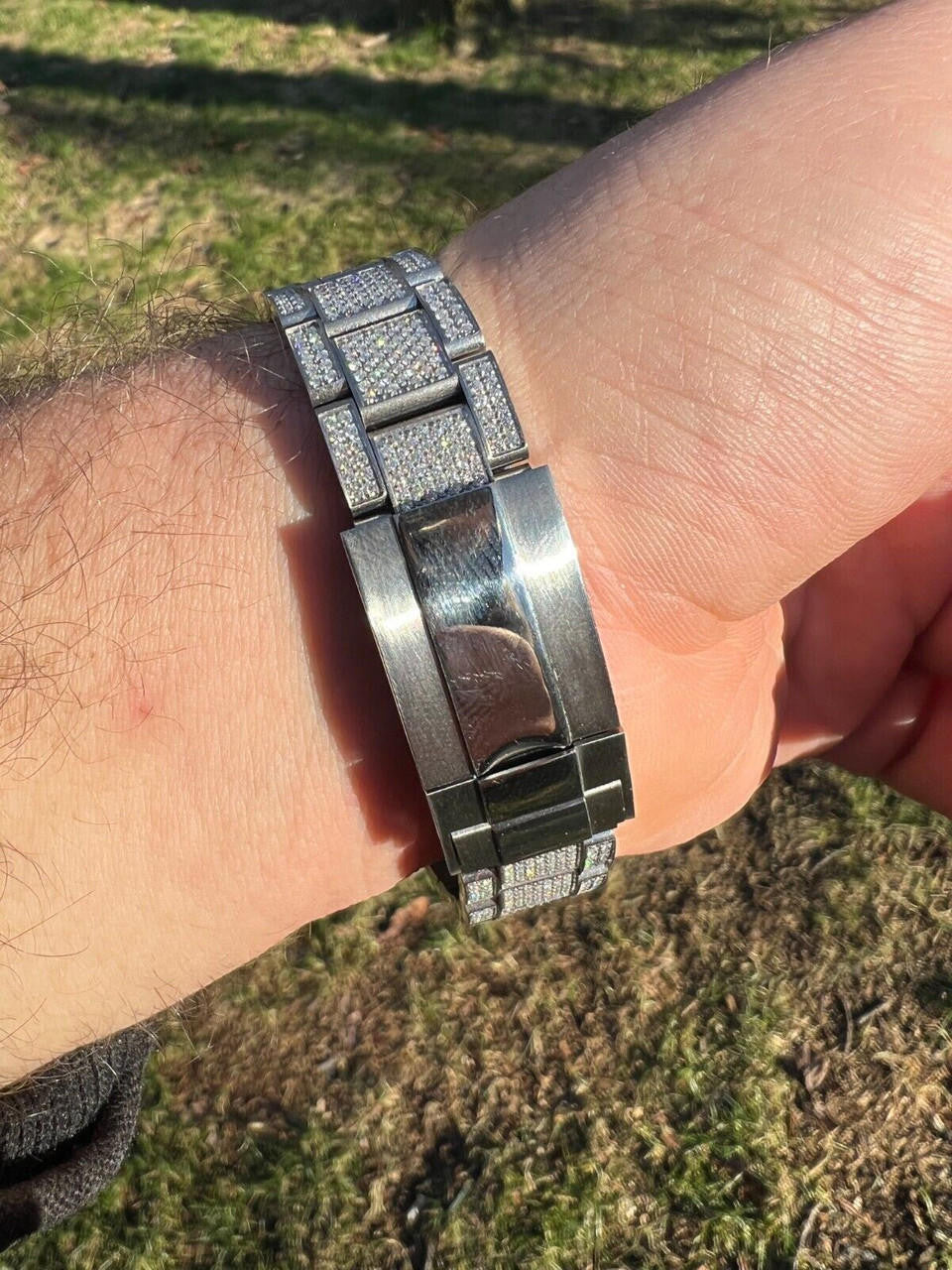 Hip Hop 16ct MOISSANITE Mens Presidential Watch Honeycomb Set Iced Arabic Dial Hip Hop