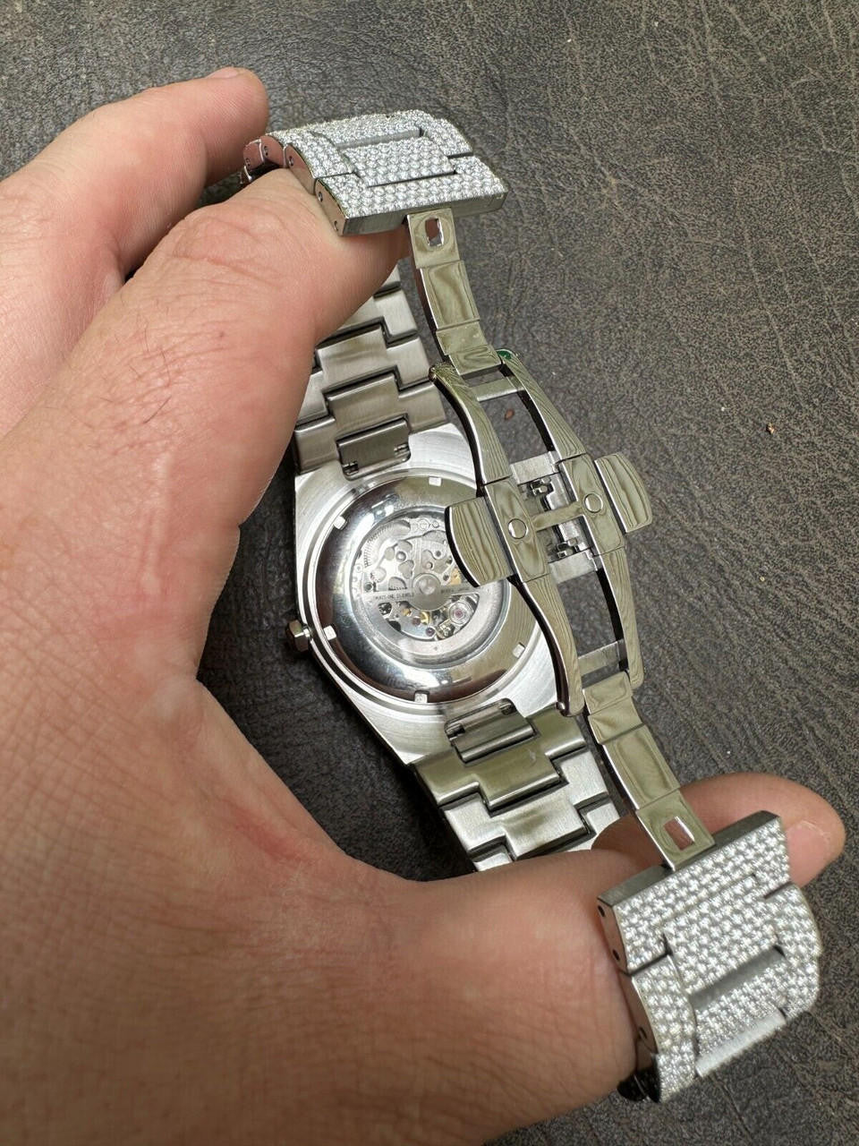 Hip Hop 35.5ct MOISSANITE Automatic Skeleton Watch Mens Real Iced Hip Hop Passes Tester