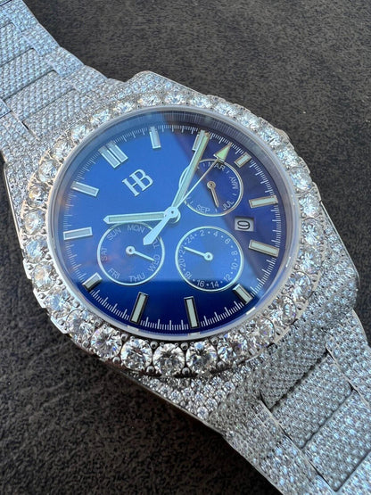 Hip Hop Honeycomb Set 35ct MOISSANITE Mens Perpetual Calendar Real Watch Iced Hip Hop Passes Tester 