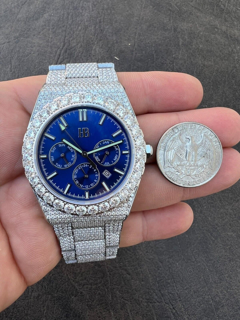 Hip Hop Honeycomb Set 35ct MOISSANITE Mens Perpetual Calendar Real Watch Iced Hip Hop Passes Tester 