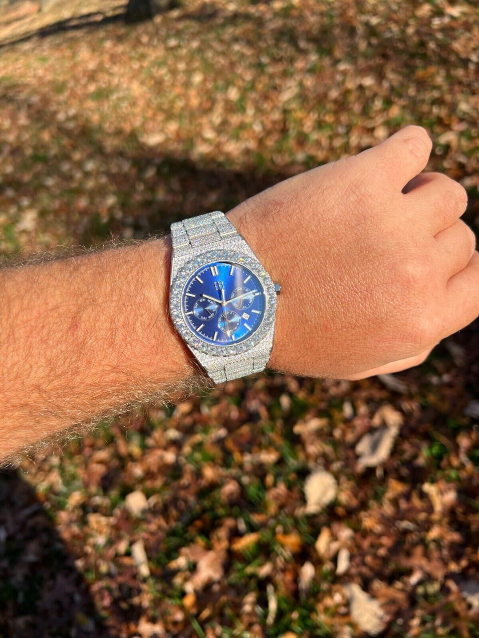 Hip Hop Honeycomb Set 35ct MOISSANITE Mens Perpetual Calendar Real Watch Iced Hip Hop Passes Tester 