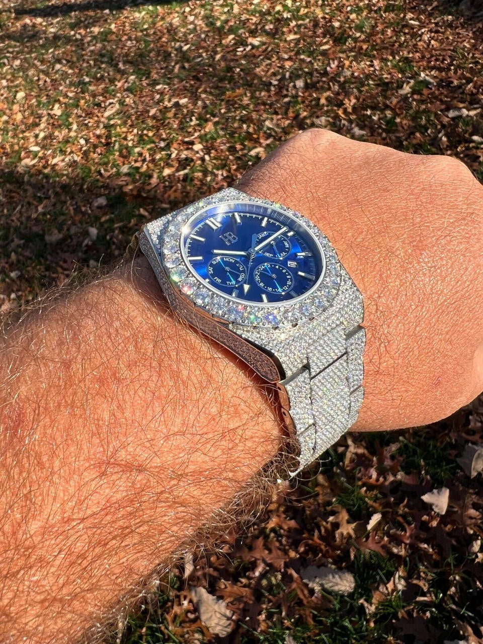 Hip Hop Honeycomb Set 35ct MOISSANITE Mens Perpetual Calendar Real Watch Iced Hip Hop Passes Tester 