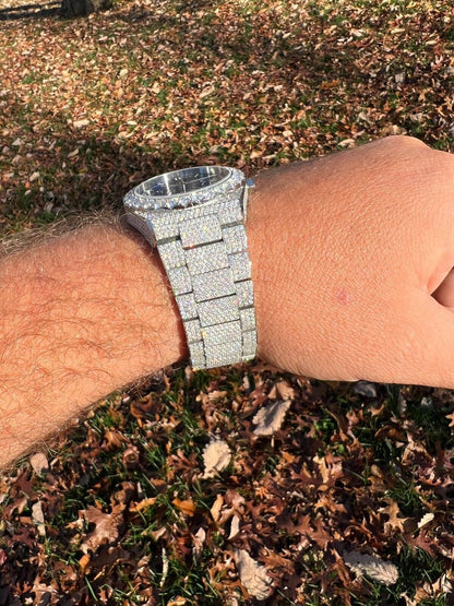 Hip Hop Honeycomb Set 35ct MOISSANITE Mens Perpetual Calendar Real Watch Iced Hip Hop Passes Tester 