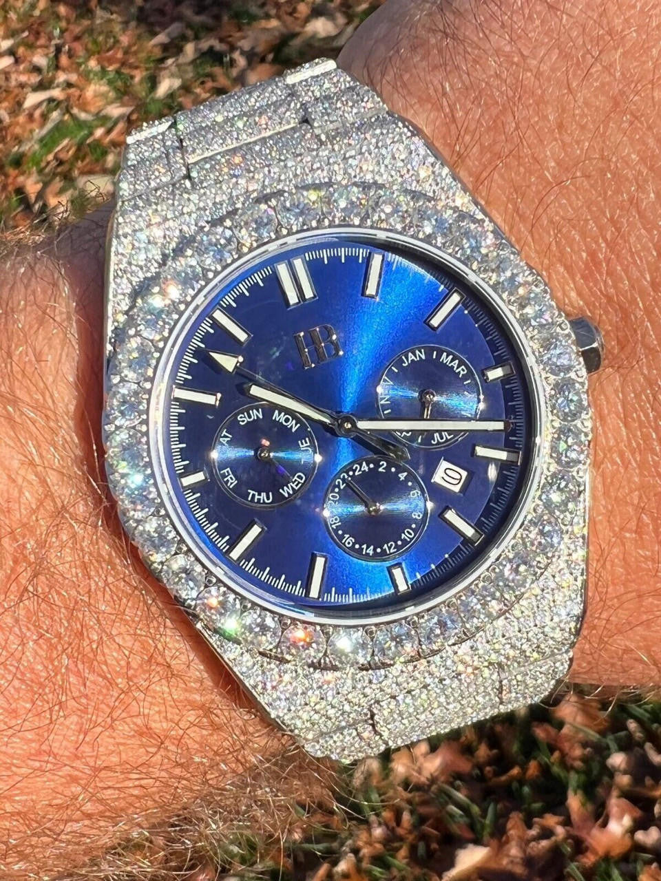 Hip Hop Honeycomb Set 35ct MOISSANITE Mens Perpetual Calendar Real Watch Iced Hip Hop Passes Tester 