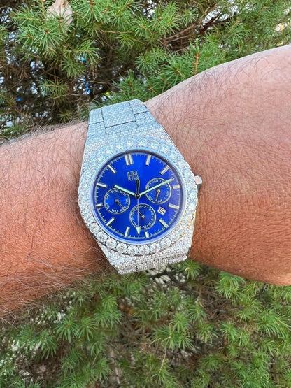 Hip Hop Honeycomb Set 35ct MOISSANITE Mens Perpetual Calendar Real Watch Iced Hip Hop Passes Tester 