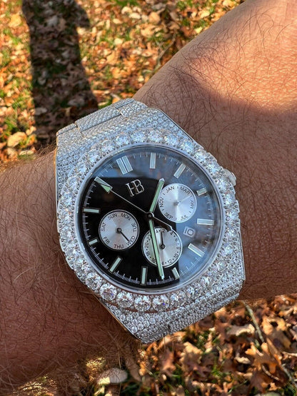 Hip Hop Honeycomb Set 35ct MOISSANITE Mens Perpetual Skeleton Back Watch Iced Hip Hop Passes Tester 