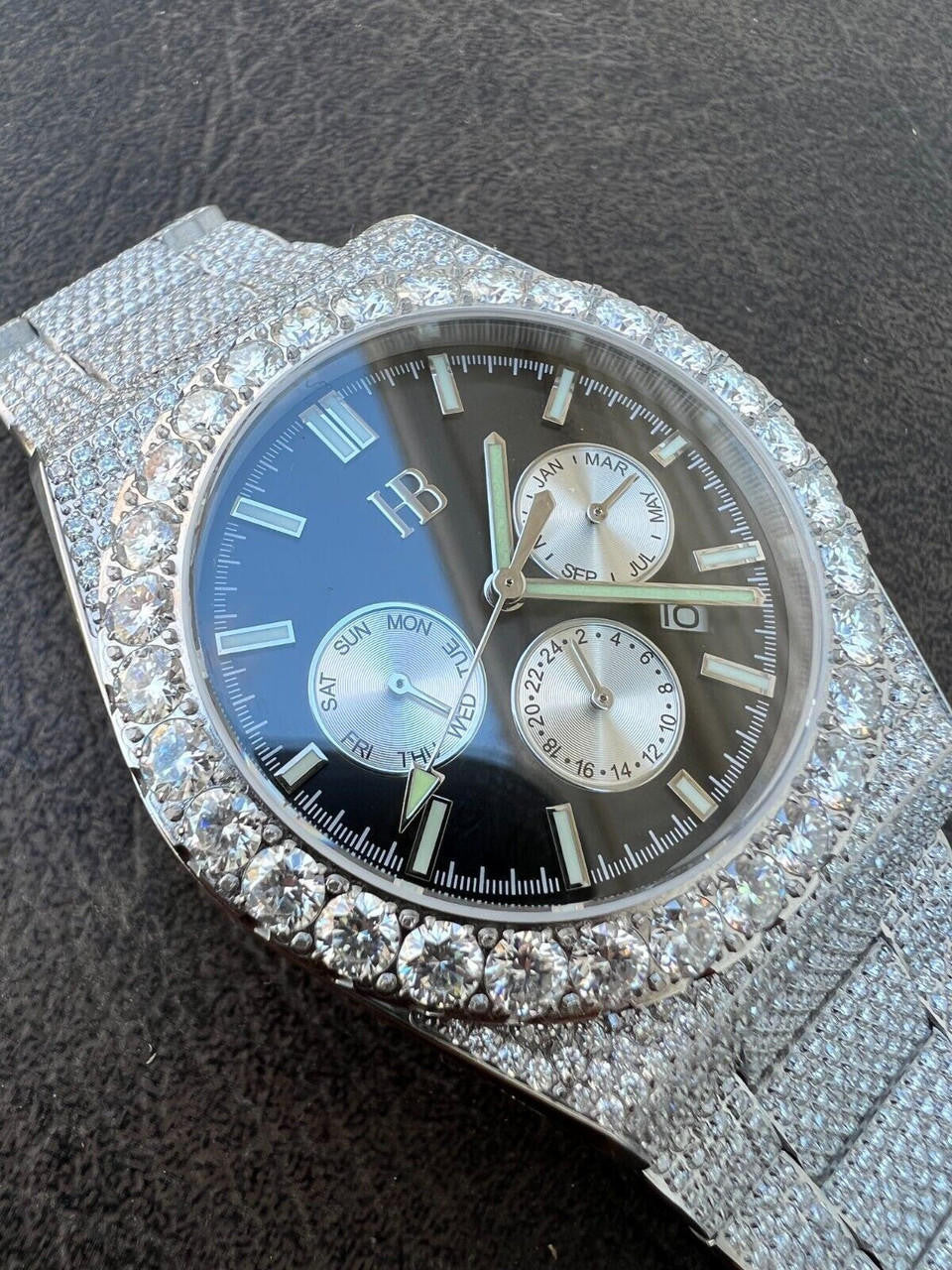 Hip Hop Honeycomb Set 35ct MOISSANITE Mens Perpetual Skeleton Back Watch Iced Hip Hop Passes Tester 