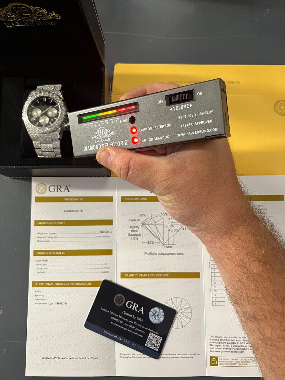 Hip Hop Honeycomb Set 35ct MOISSANITE Mens Perpetual Skeleton Back Watch Iced Hip Hop Passes Tester 