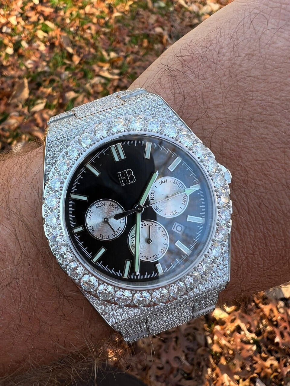 Hip Hop Honeycomb Set 35ct MOISSANITE Mens Perpetual Skeleton Back Watch Iced Hip Hop Passes Tester 