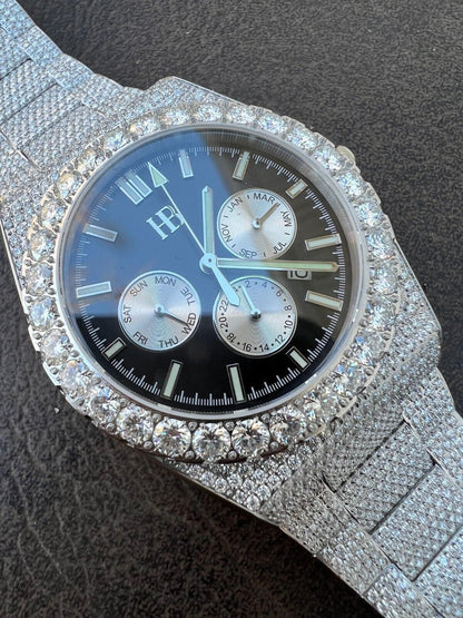 Hip Hop Honeycomb Set 35ct MOISSANITE Mens Perpetual Skeleton Back Watch Iced Hip Hop Passes Tester 