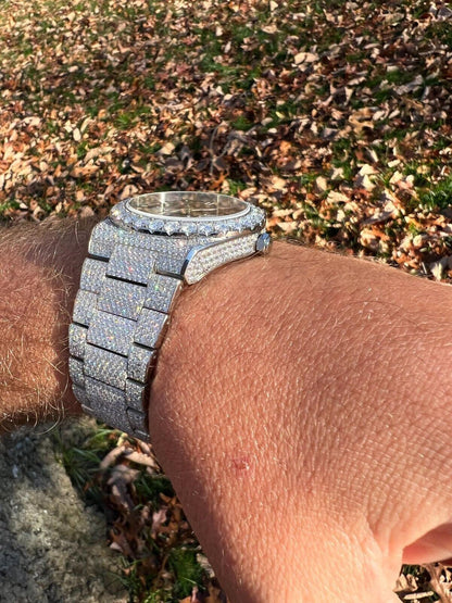 Hip Hop Honeycomb Set 35ct MOISSANITE Mens Perpetual Skeleton Back Watch Iced Hip Hop Passes Tester 